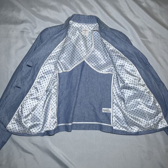 GAP The Academy Blazer Size 4 Linen Blend Blue Railroad Stripe Womens Career - Picture 4 of 8